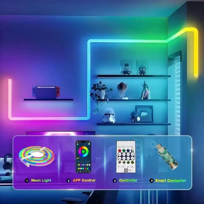 Multi Color Neon Lights with Remote | Flexible LED Neon Strip for Home, Bedroom, Party, Festival, Wedding & Decorative Lighting (Pack of 1)