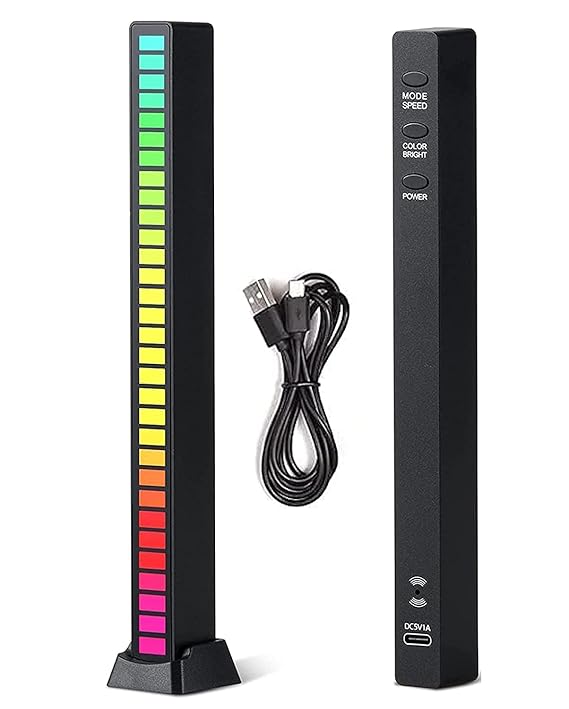 RGB 32-Bit Sound Control Music Level Light | Voice Activated Smart LED Rhythm Lamp with Tripod Stand (Plastic, 1 Pcs)