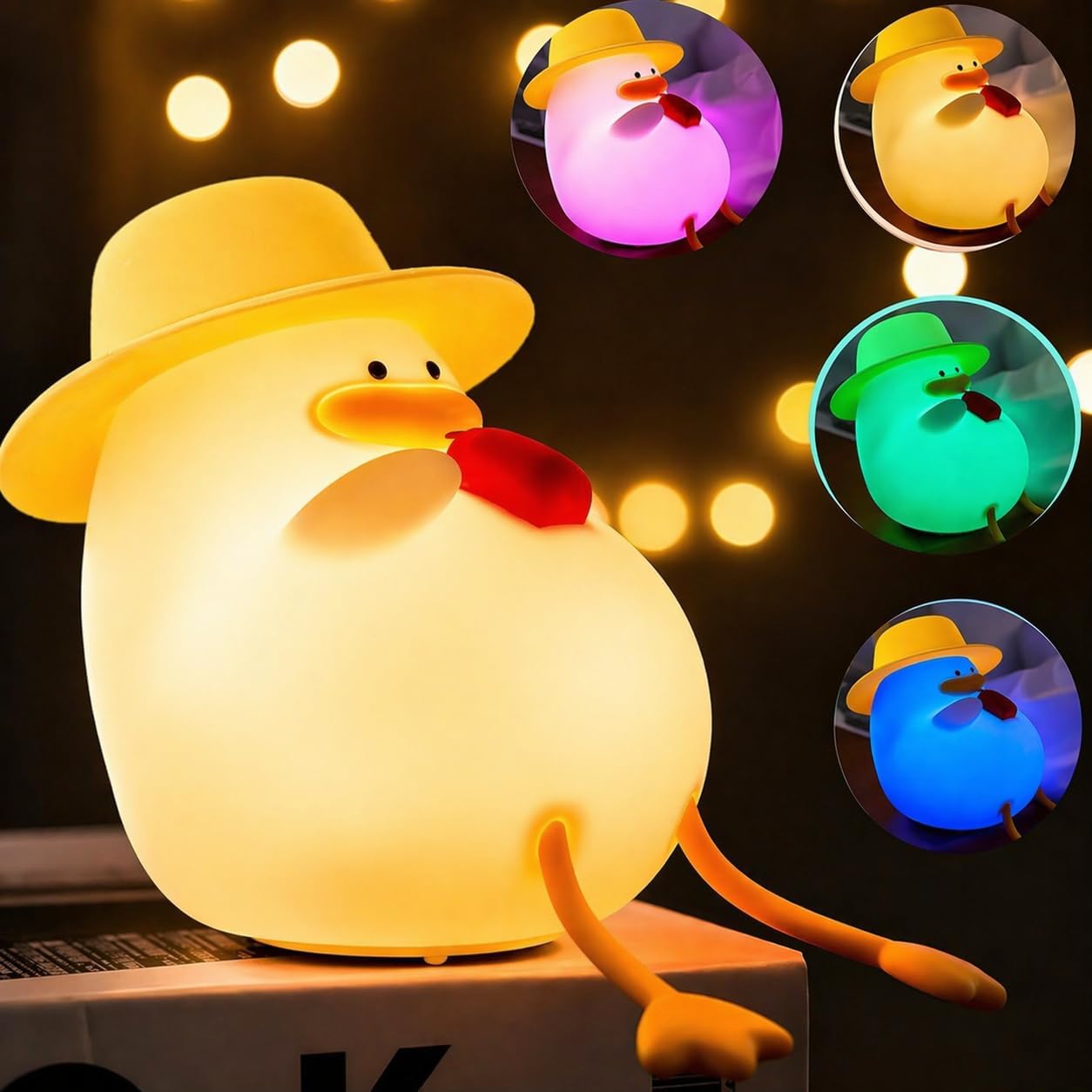 Duck LED Night Light for Kids | Touch Sensor 7-Color Changing Silicone Dodo Lamp | USB Rechargeable Baby Bedroom Night Lamp & Gift (Duck-Multi)