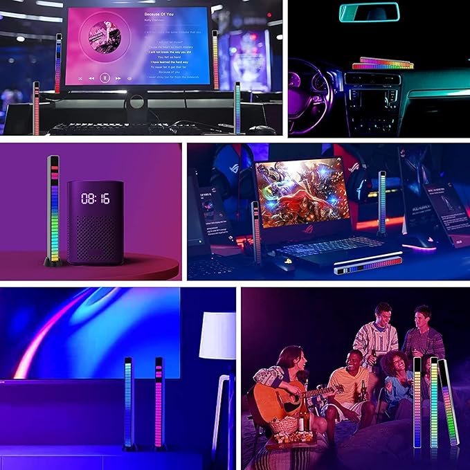 RGB 32-Bit Sound Control Music Level Light | Voice Activated Smart LED Rhythm Lamp with Tripod Stand (Plastic, 1 Pcs)