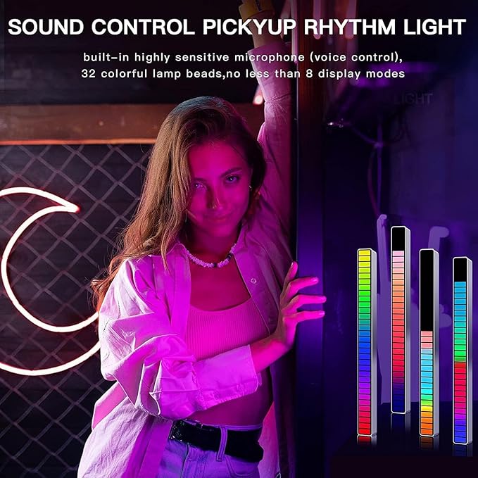 RGB 32-Bit Sound Control Music Level Light | Voice Activated Smart LED Rhythm Lamp with Tripod Stand (Plastic, 1 Pcs)